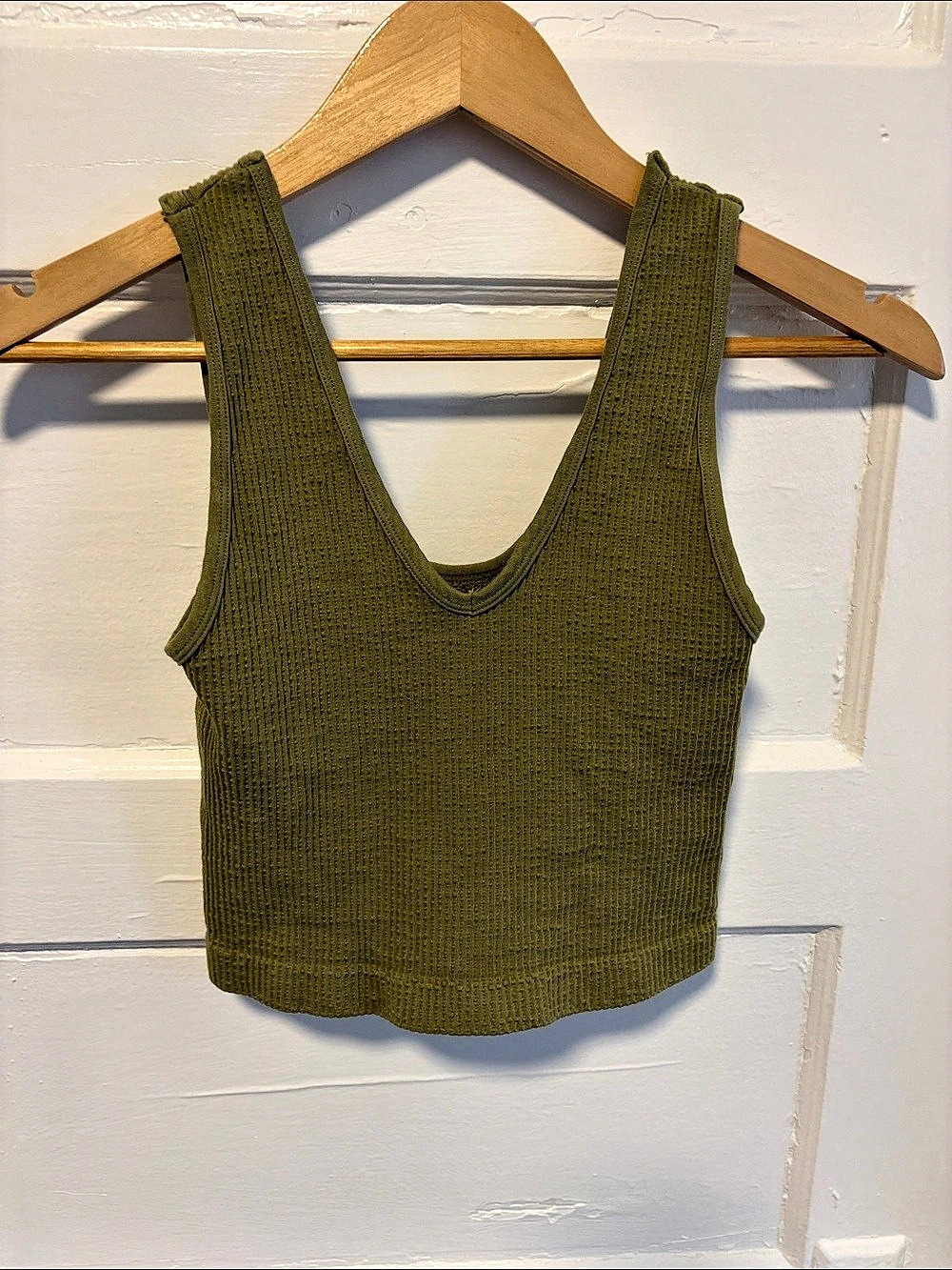 Free People Ribbed Knit Tank Top in Green Like New